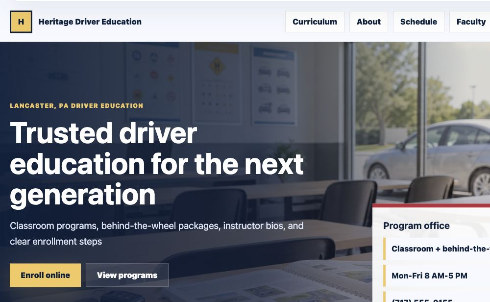 Classic Driver Education full website preview screenshot