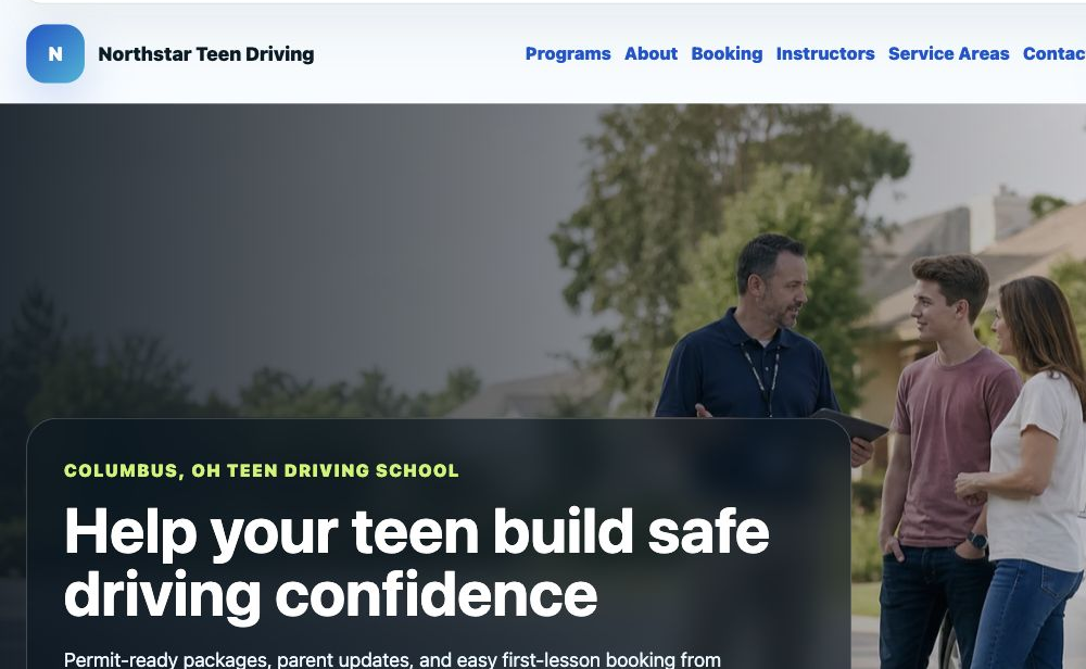 Modern Teen Driving School full website preview screenshot